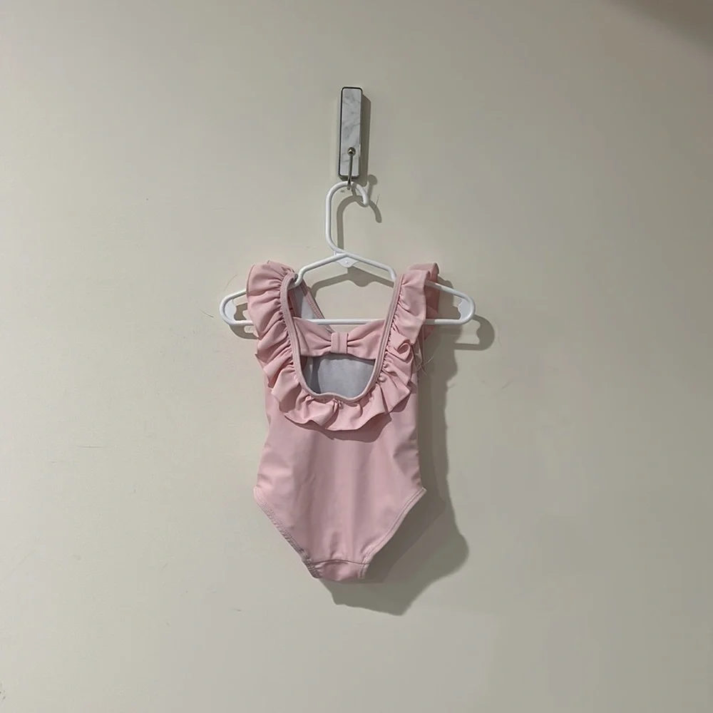 • Disney • Girls Minnie Mouse One Piece Swimsuit Pink / White 2